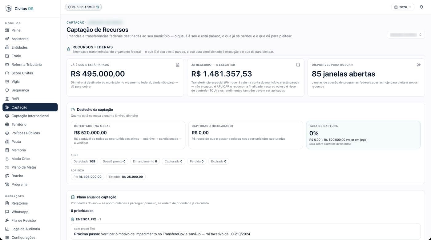 Pantalla real del módulo Financiación